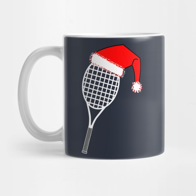 White Tennis Racket Santa Hat by Barthol Graphics